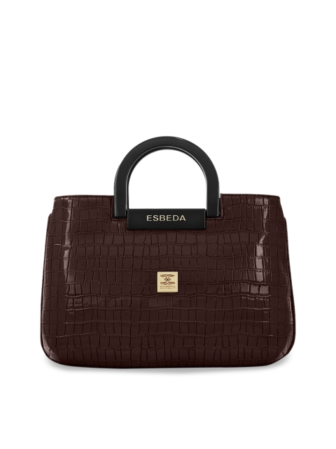 

ESBEDA Brown Textured PU Structured Handheld Bag with Tasselled