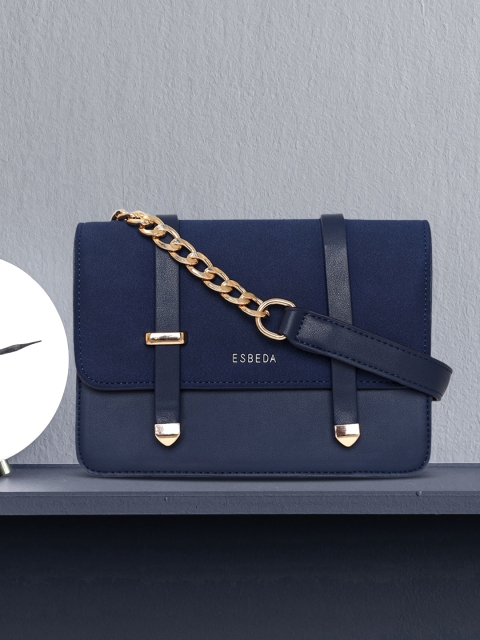 

ESBEDA Navy Blue PU Structured Sling Bag