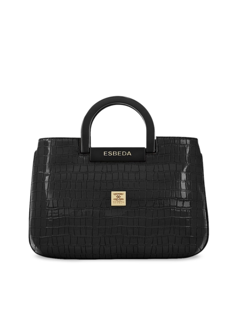 

ESBEDA Black Textured PU Structured Handheld Bag