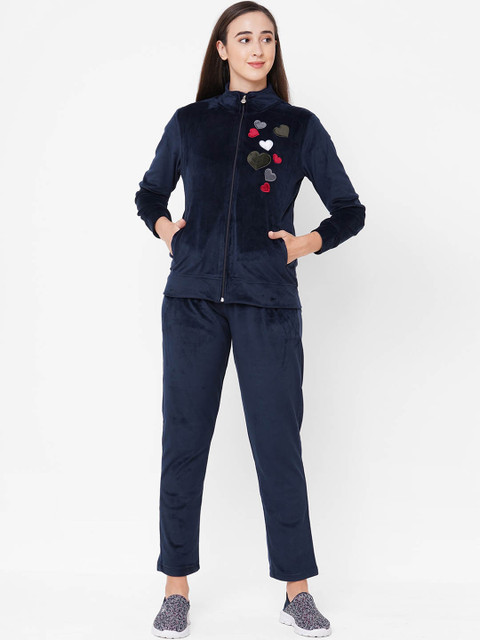 

Sweet Dreams Women Navy Blue Velvet Touch Tracksuit