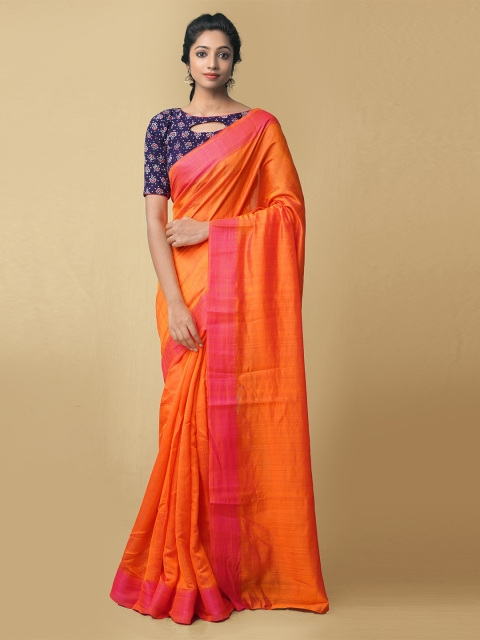 

Unnati Silks Orange & Pink Art Silk Patola Saree