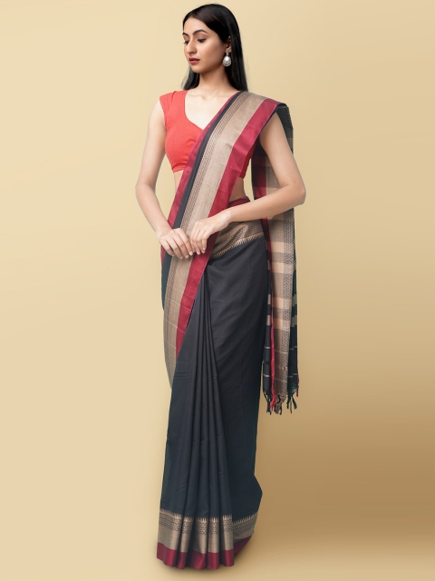 

Unnati Silks Women Black & Red Pure Handloom Narayanpet Cotton Sustainable Saree