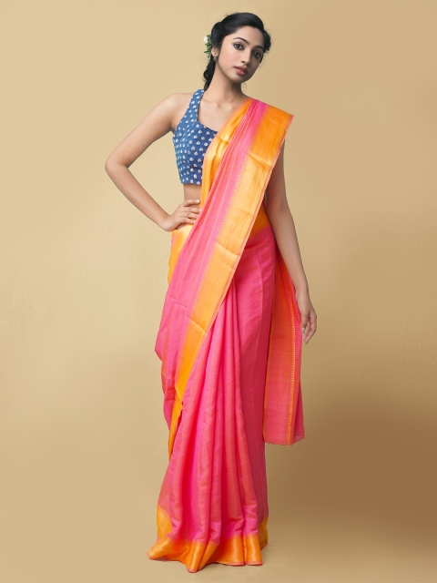 

Unnati Silks Pink & Orange Art Silk Patola Saree