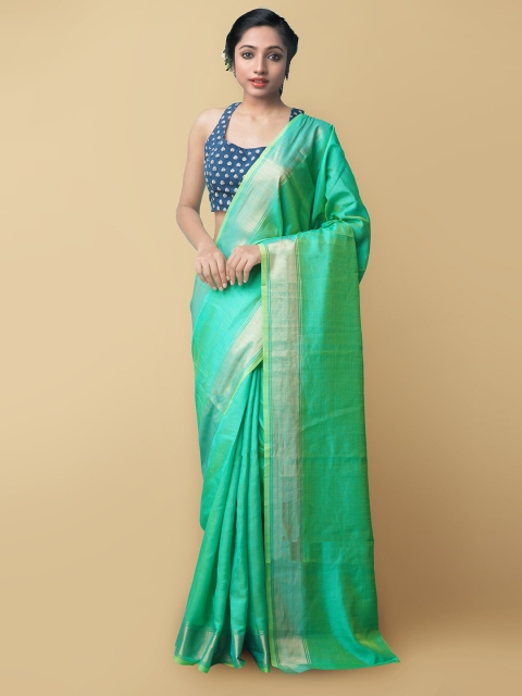 

Unnati Silks Green & Gold-Toned Zari Art Silk Patola Saree