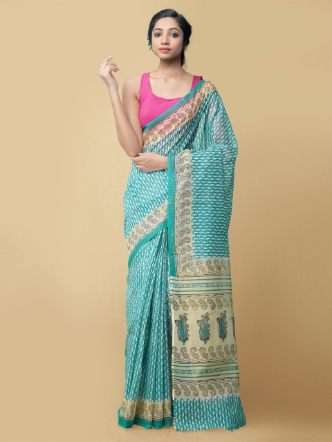 

Unnati Silks Green & Beige Ethnic Motifs Pure Cotton Kota Saree