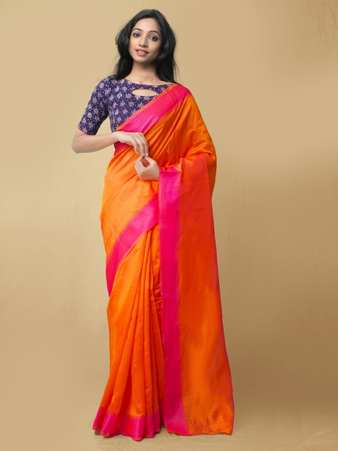 

Unnati Silks Orange & Pink Art Silk Patola Saree