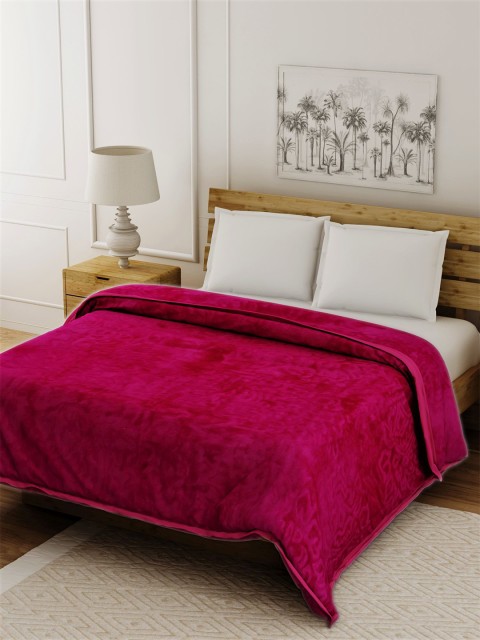 

Spangle Magenta Ethnic Motifs Mink Mild Winter 354 GSM Double Bed Blanket