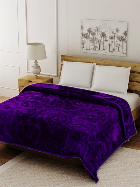 

Spangle Purple Ethnic Motifs Mink Mild Winter 354 GSM Double Bed Blanket