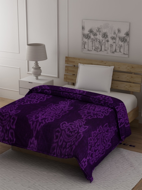 

Spangle Purple Ethnic Motifs Mink Mild Winter 354 GSM Single Bed Blanket