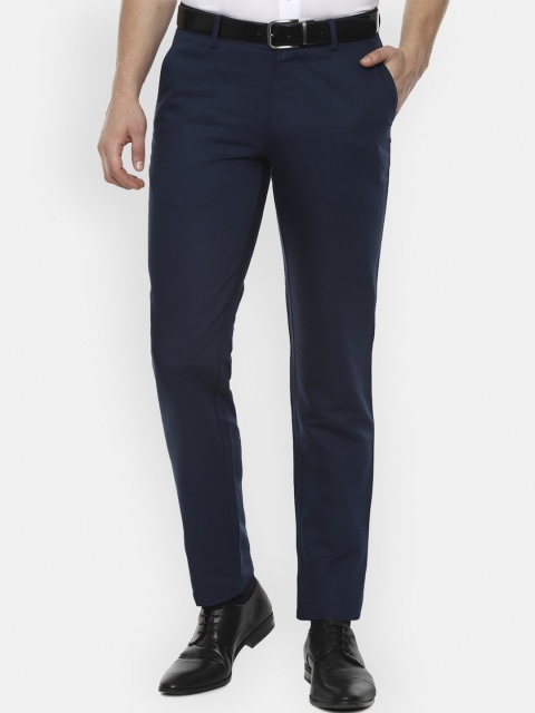 

Louis Philippe Men Navy Blue Slim Fit Formal Trousers