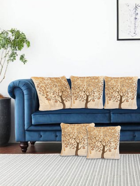 

XOXO Design Off White Floral Velvet Set of 5 Cushion Covers