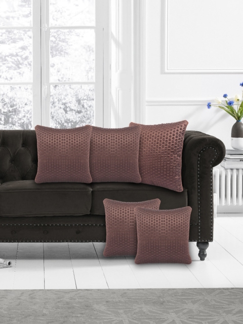 

XOXO Design Brown Solid Set of 5 Cushion Covers