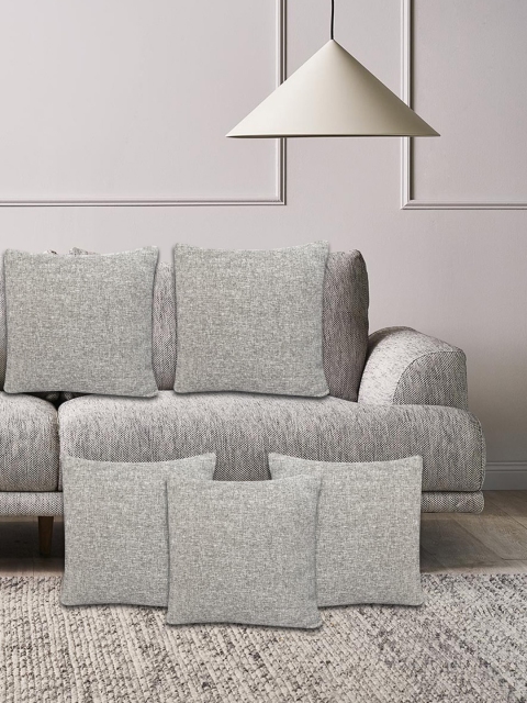 

XOXO Design Grey Solid Set of 5 Jute Cushion Covers, Grey melange