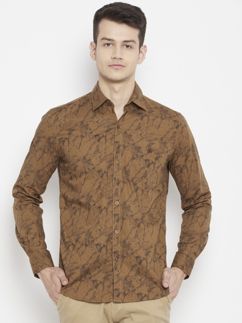 

Crimsoune Club Men Brown & Black Slim Fit Opaque Printed Casual Shirt