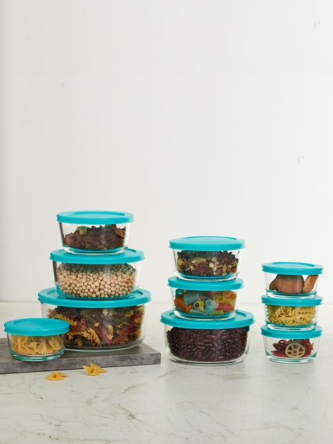 

Home Centre Set of 10 Transparent & Blue Solid Food Containers