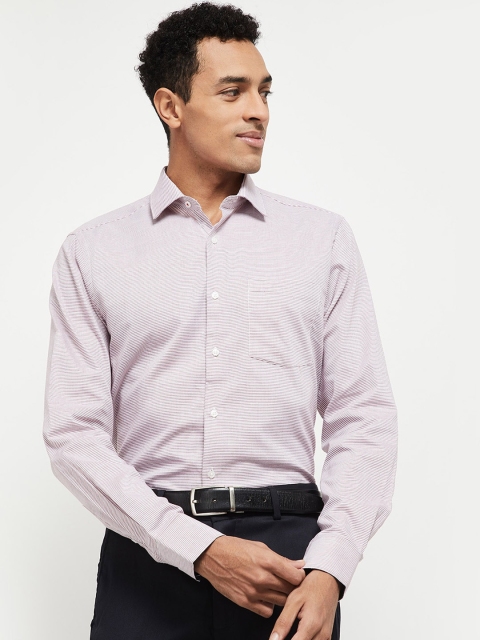 

max Men White & Maroon Slim Fit Opaque Striped Pure Cotton Formal Shirt