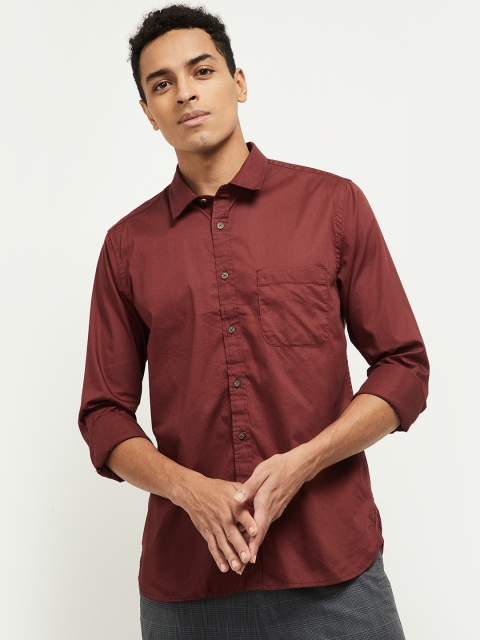 

max Men Red Opaque Pure Cotton Casual Shirt