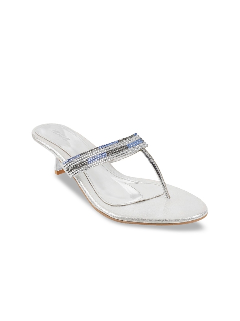 

Mochi Silver-Toned Embellished Kitten Sandals