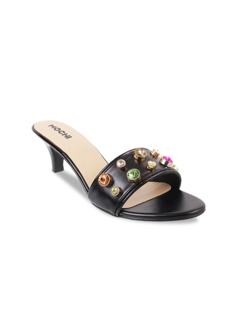 

Mochi Black Embellished Kitten Sandals