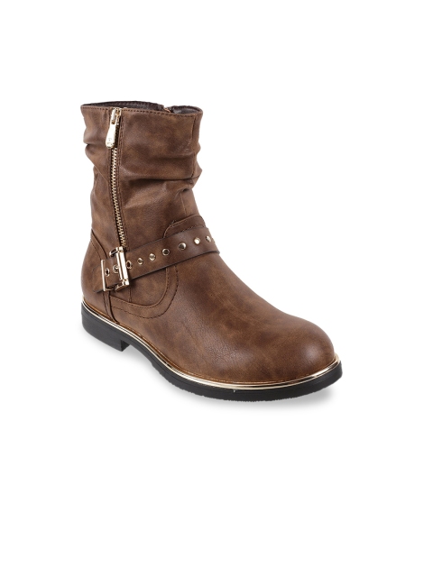 

Mochi Women Brown Ballerinas with Buckles Flats