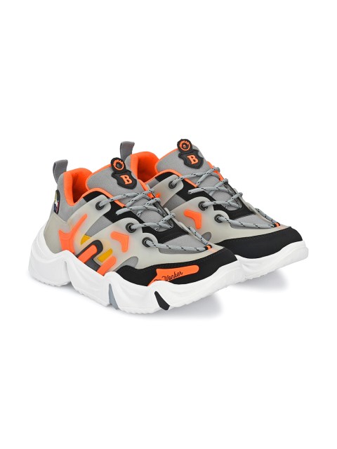 

mr wonker Men Grey Mesh Running Non-Marking Shoes