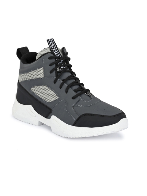 

mr wonker Men Grey High-Top Running Non-Marking Shoes