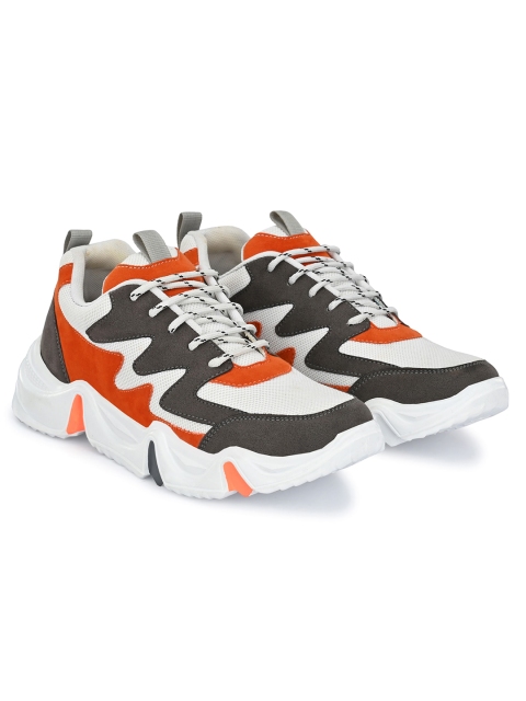 

mr.wonker Men White Colourblocked Mesh Running Shoes