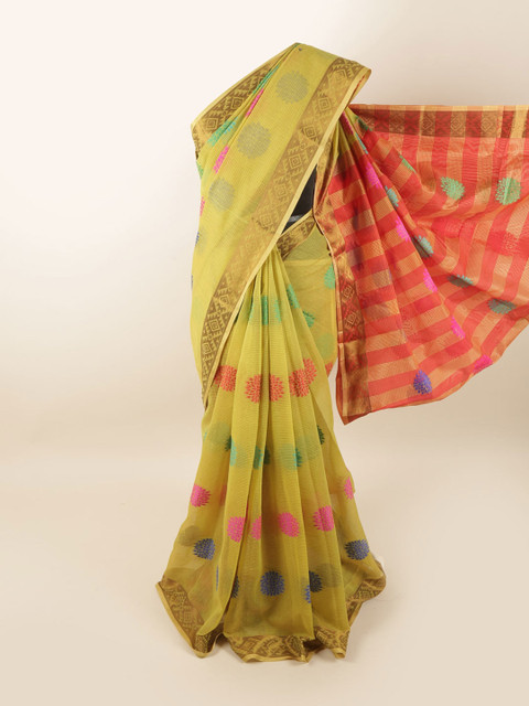 

Pothys Green & Pink Woven Design Saree