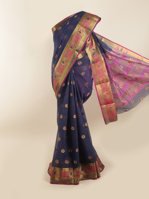 

Pothys Blue & Pink Woven Design Zari Saree