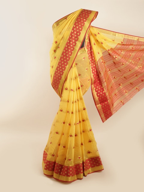 

Pothys Yellow & Red Woven Design Zari Saree