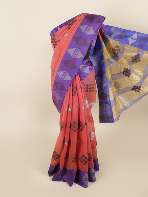 

Pothys Pink & Blue Woven Design Saree