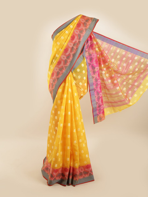 

Pothys Yellow & Pink Ethnic Motifs Saree
