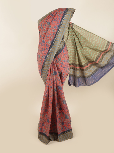 

Pothys Pink & Blue Floral Pure Cotton Saree