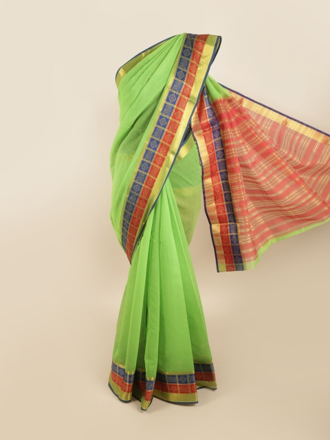 

Pothys Green & Blue Checked Zari Saree