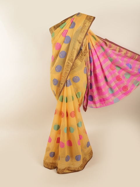 

Pothys Yellow & Gold-Toned Ethnic Motifs Zari Saree