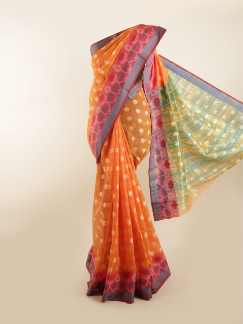 

Pothys Orange & Yellow Floral Saree