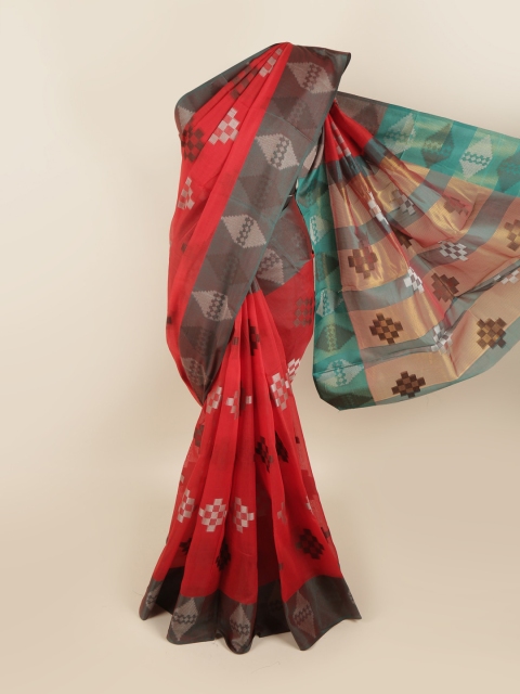 

Pothys Red & Grey Woven Design Zari Saree
