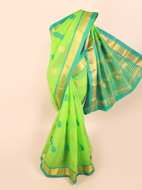 

Pothys Green & Teal Ethnic Motifs Zari Saree