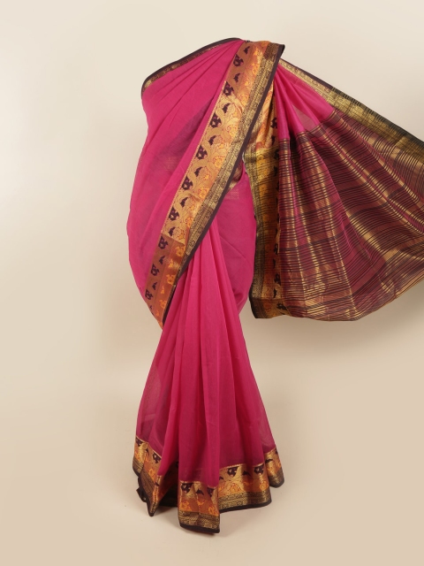 

Pothys Magenta & Brown Zari Saree