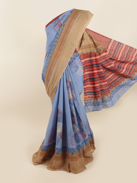 

Pothys Blue & Red Floral Pure Cotton Saree