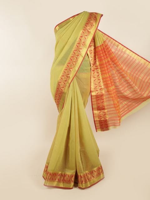 

Pothys Green & Orange Zari Saree