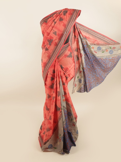 

Pothys Pink & Grey Pure Cotton Saree