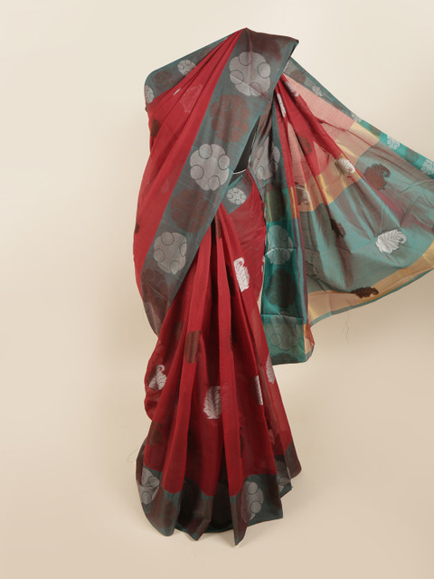 

Pothys Maroon & Grey Woven Design Saree