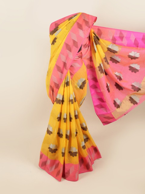 

Pothys Yellow & Pink Floral Saree