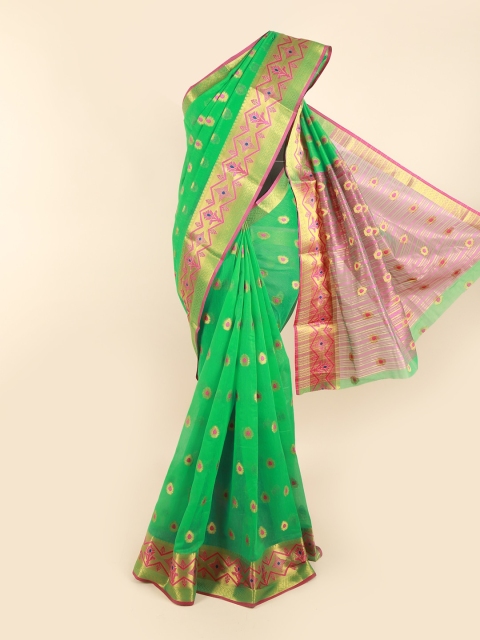

Pothys Green & Magenta Ethnic Motifs Zari Saree