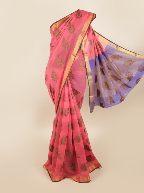 

Pothys Pink & Blue Ethnic Motifs Zari Saree