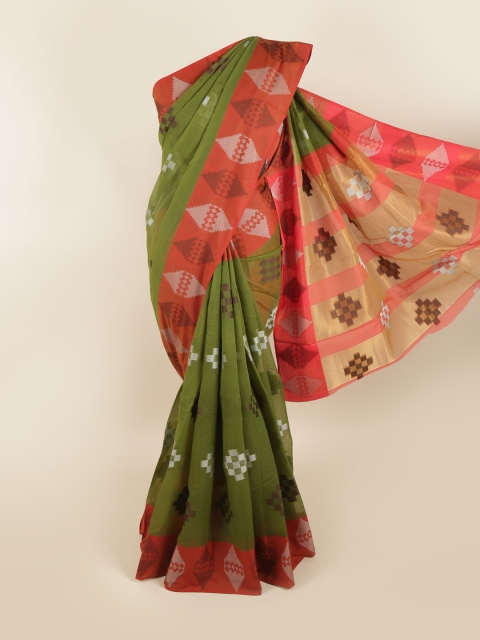 

Pothys Green & Maroon Cotton Blend Saree