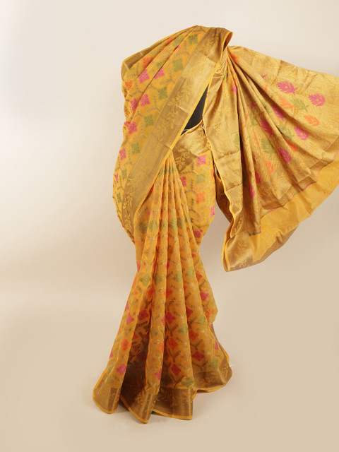 

Pothys Yellow & Pink Ethnic Motifs Zari Saree