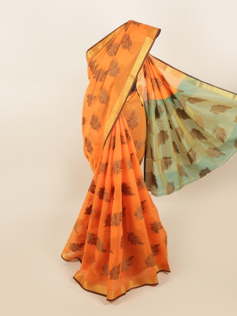 

Pothys Orange & Brown Ethnic Motifs Zari Saree