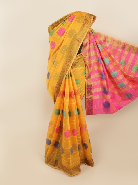 

Pothys Yellow & Green Ethnic Motifs Zari Saree